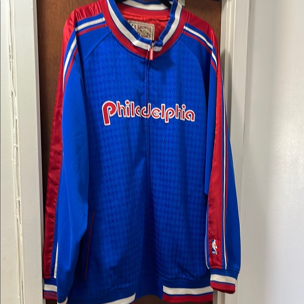 Mitchell and Ness Philadelphia 76ers Sixer Blue and Red Jacket